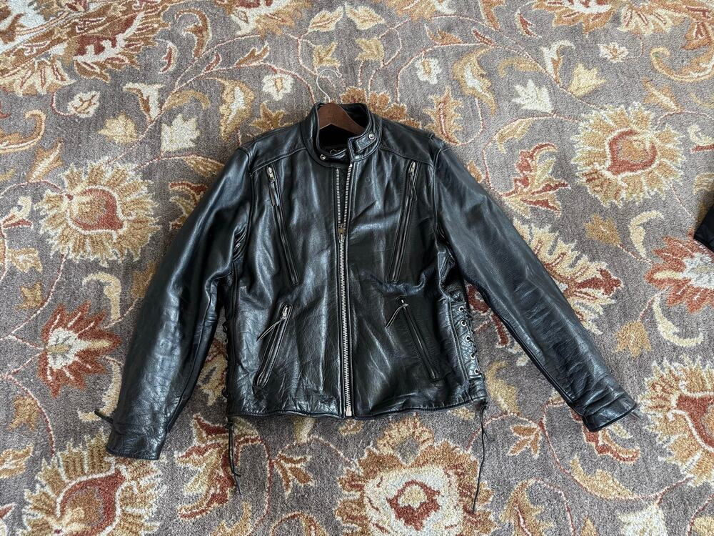 Bonus leather moto jacket size M rocker goth street heavy rugged Vintage